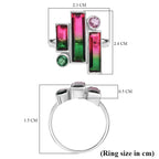 Sajen Silver - Watermelon Quartz Triplet, Triplet Quartz & Pink Triplet Quartz Ring in Rhodium Overlay Sterling Silver 4.90 Ct.