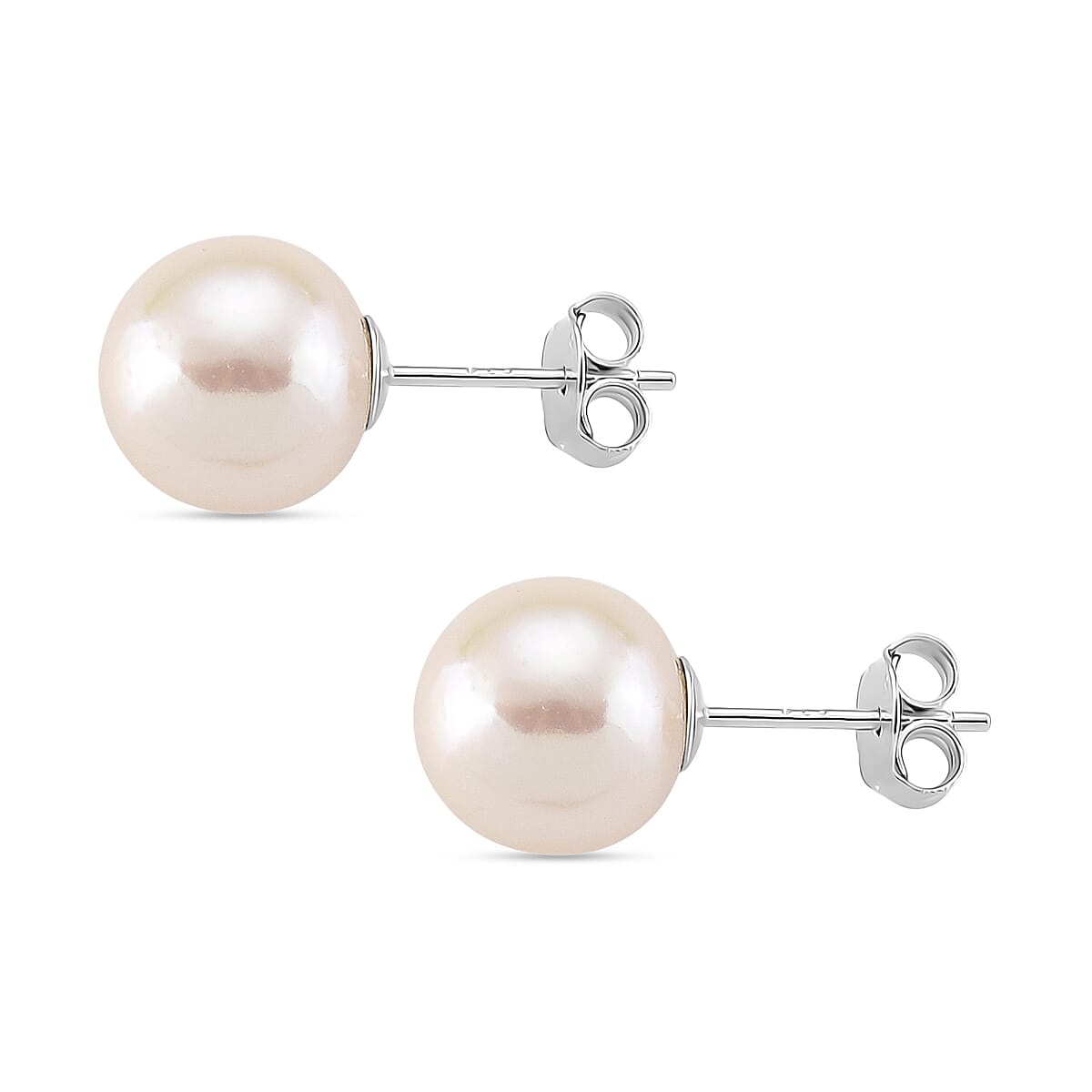 Premium White Edison Pearl (10MM) Earrings with Push Backs in Rhodium Overlay Sterling Silver 8315800 4
