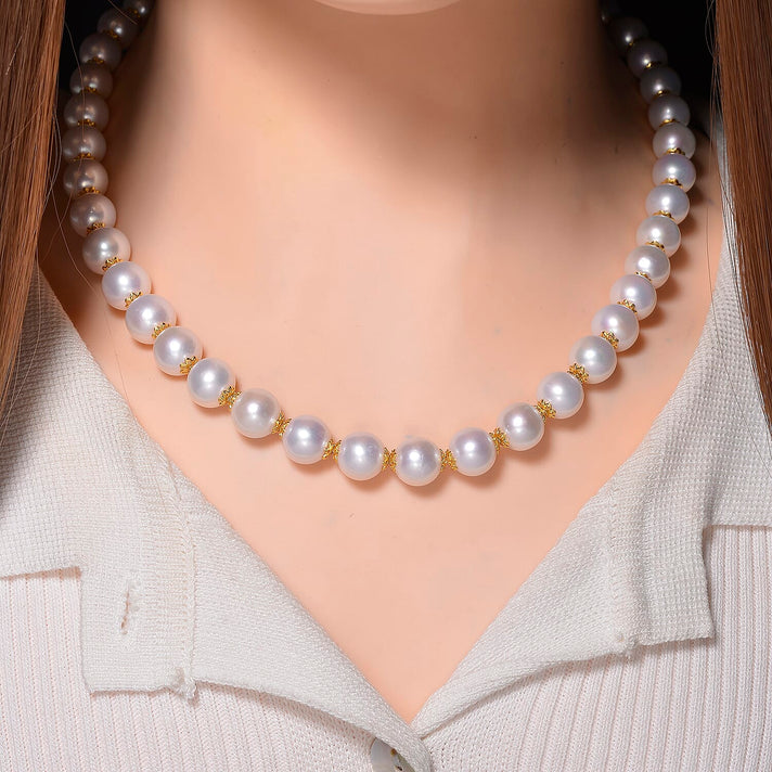 One Time Deal - Edison Pearl Beads (10MM) Necklace (Size 20) in Yellow Gold Plated Sterling Silver 8246229 2