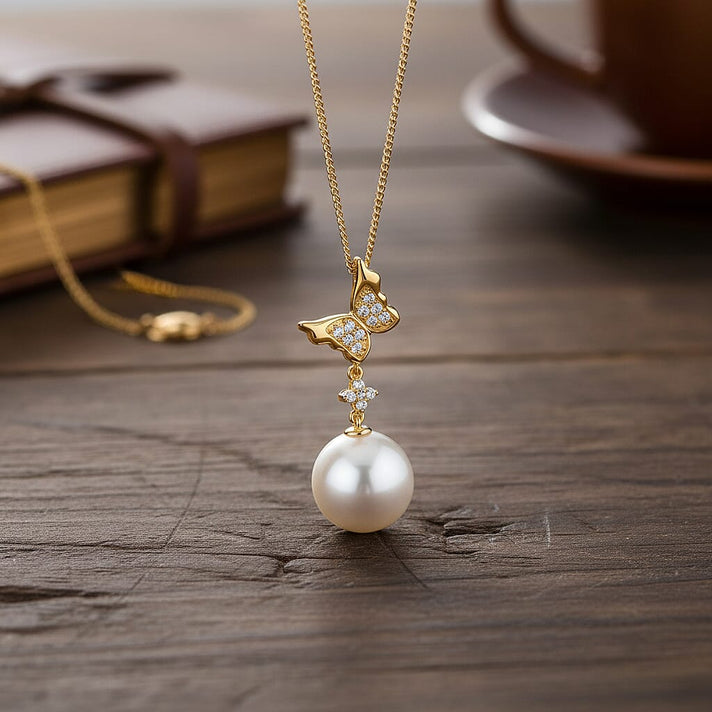 D'Joy White Edison Pearl &amp; White Zircon Pendant with Chain (Size 18) with Lobster Clasp in 18K Vermeil Yellow Gold Plated Sterling Silver 13.09 Ct. 4431437 2