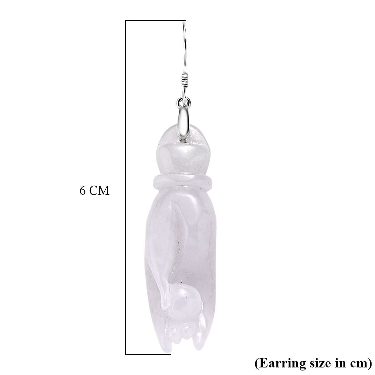 Natural Type A - White Jadeite Jade Buddha Hand Earring in Rhodium Overlay Sterling Silver 75.00 Ct. 8361054 6