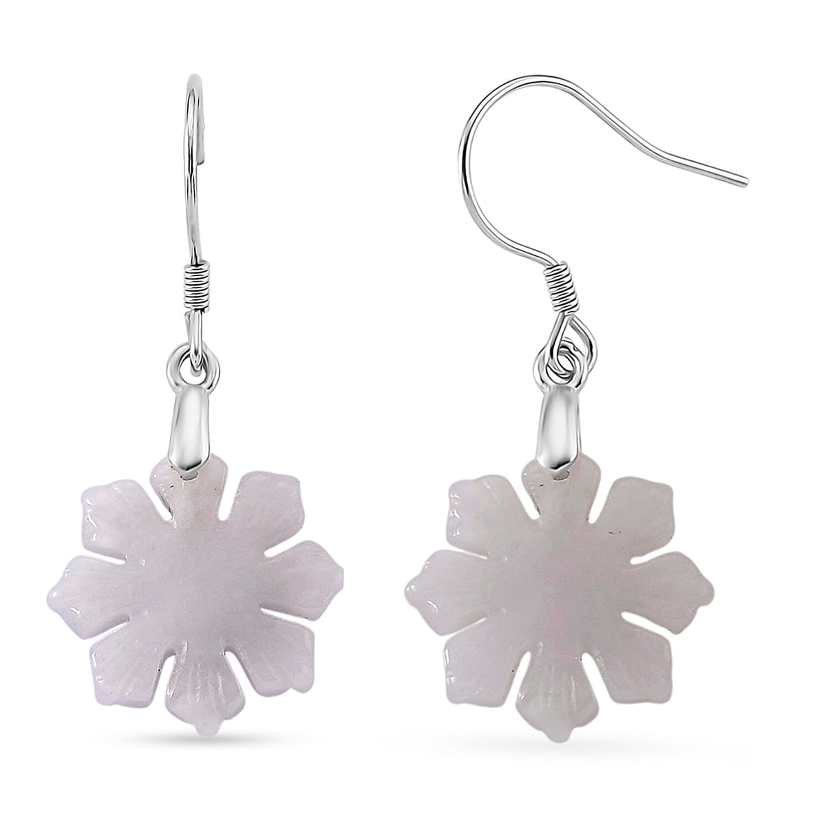 D'Joy White Jade Snowflake Earring in Rhodium Overlay Sterling Silver 20.00 Ct. 8378333 0
