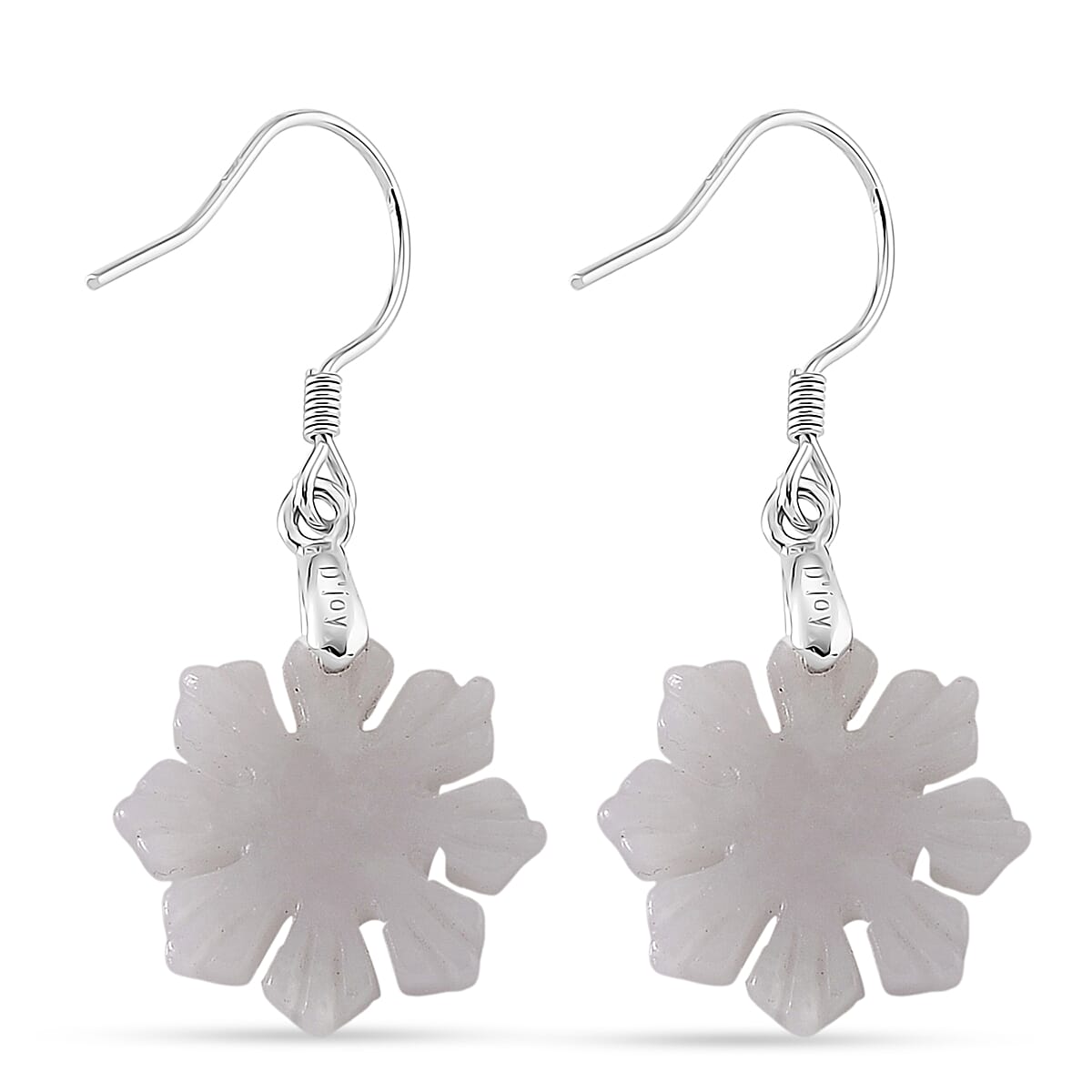 D'Joy White Jade Snowflake Earring in Rhodium Overlay Sterling Silver 20.00 Ct. 8378333 4