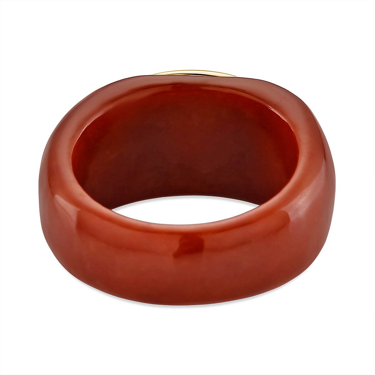 D'Joy White Mabe Pearl &amp; Enhanced Red Jade Ring in Rhodium Overlay Sterling Silver 35.49 Ct. 8258606 4