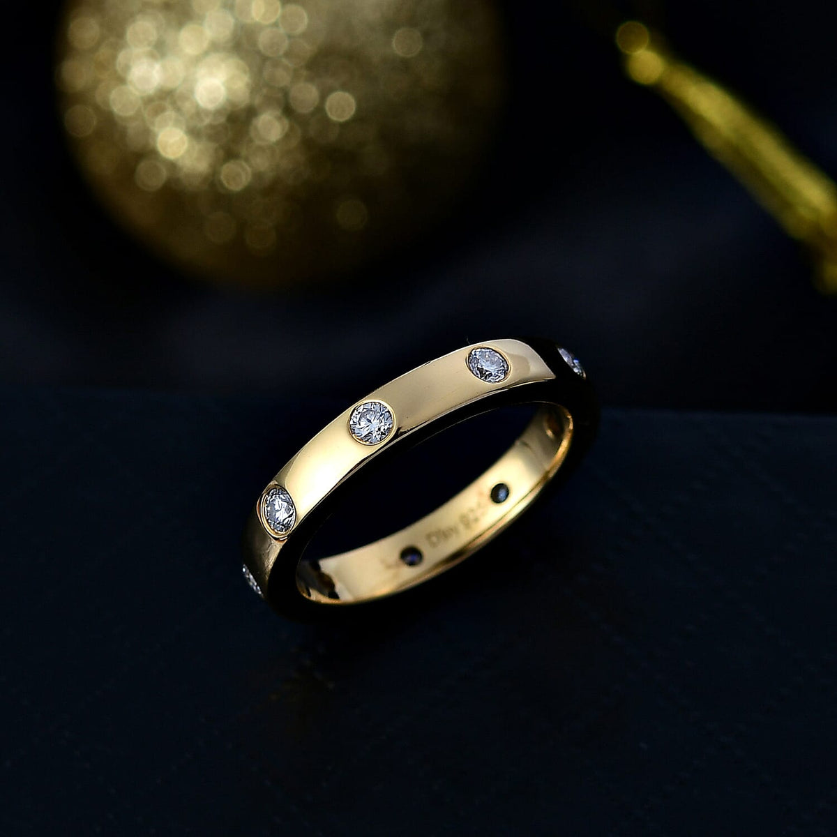 Moissanite Band Ring in 18K Yellow Gold Sterling Silver 8351977 2
