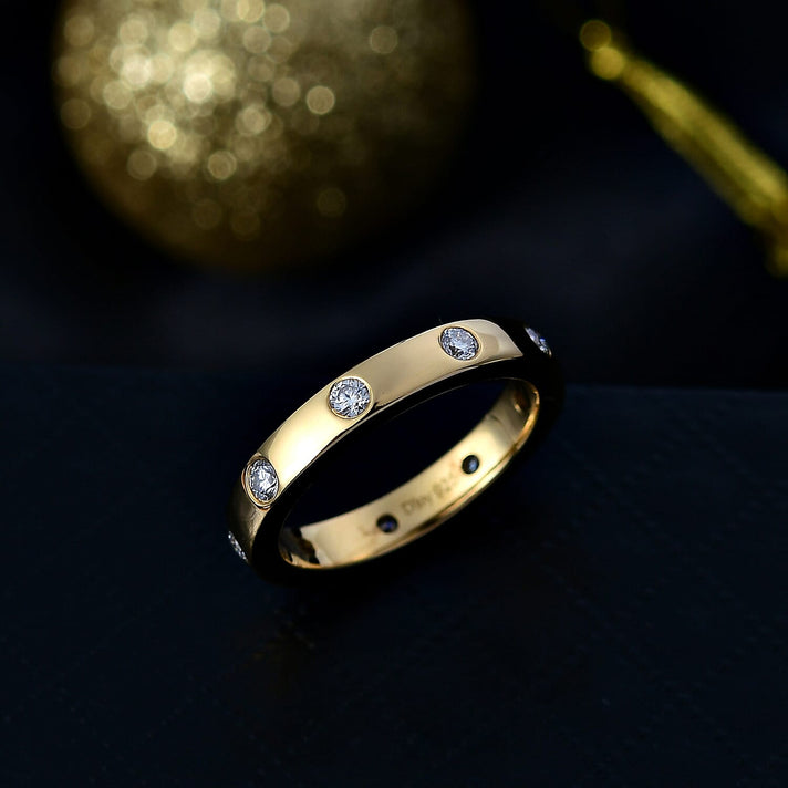 Moissanite Band Ring in 18K Yellow Gold Sterling Silver 8351977 2