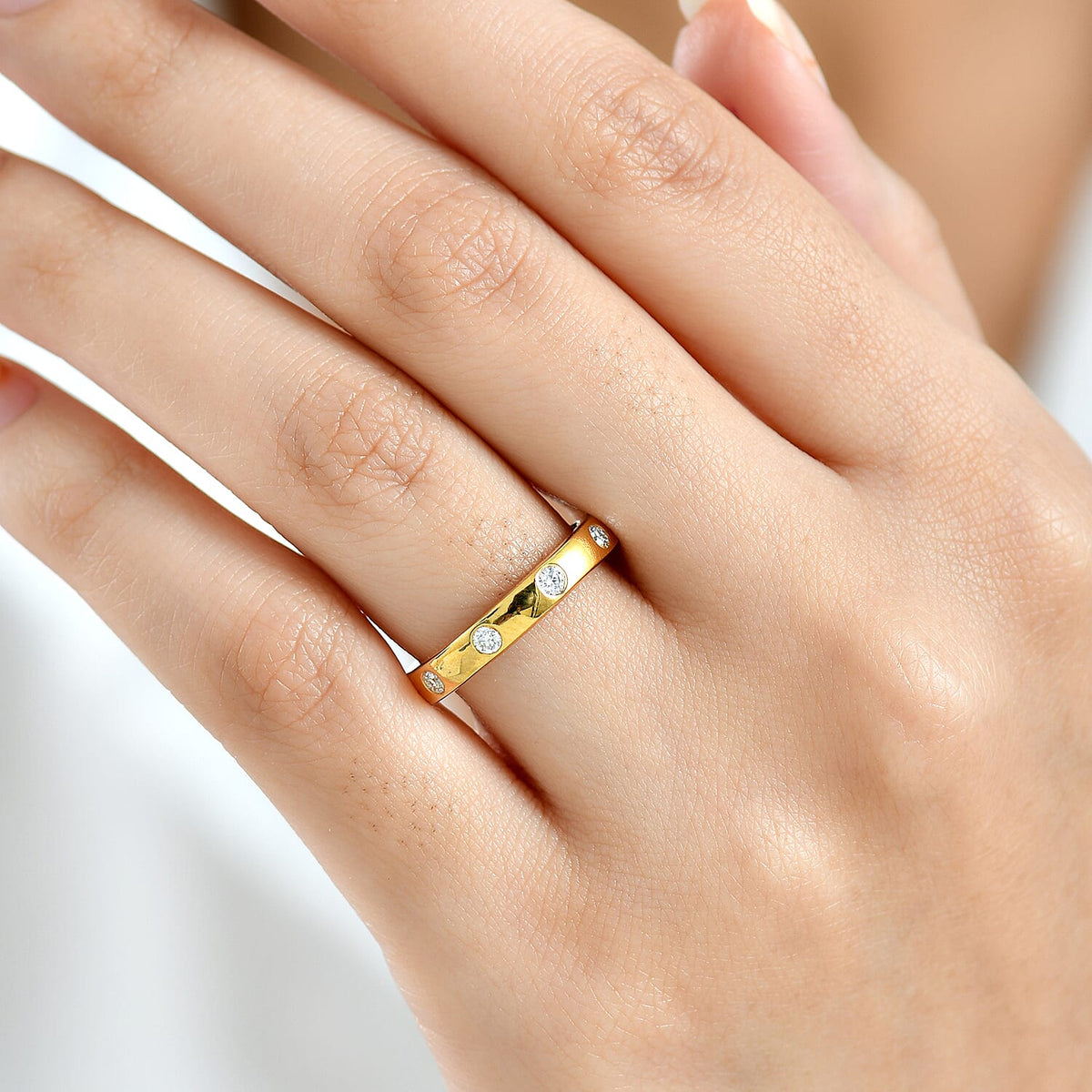 Moissanite Band Ring in 18K Yellow Gold Sterling Silver 8351977 3