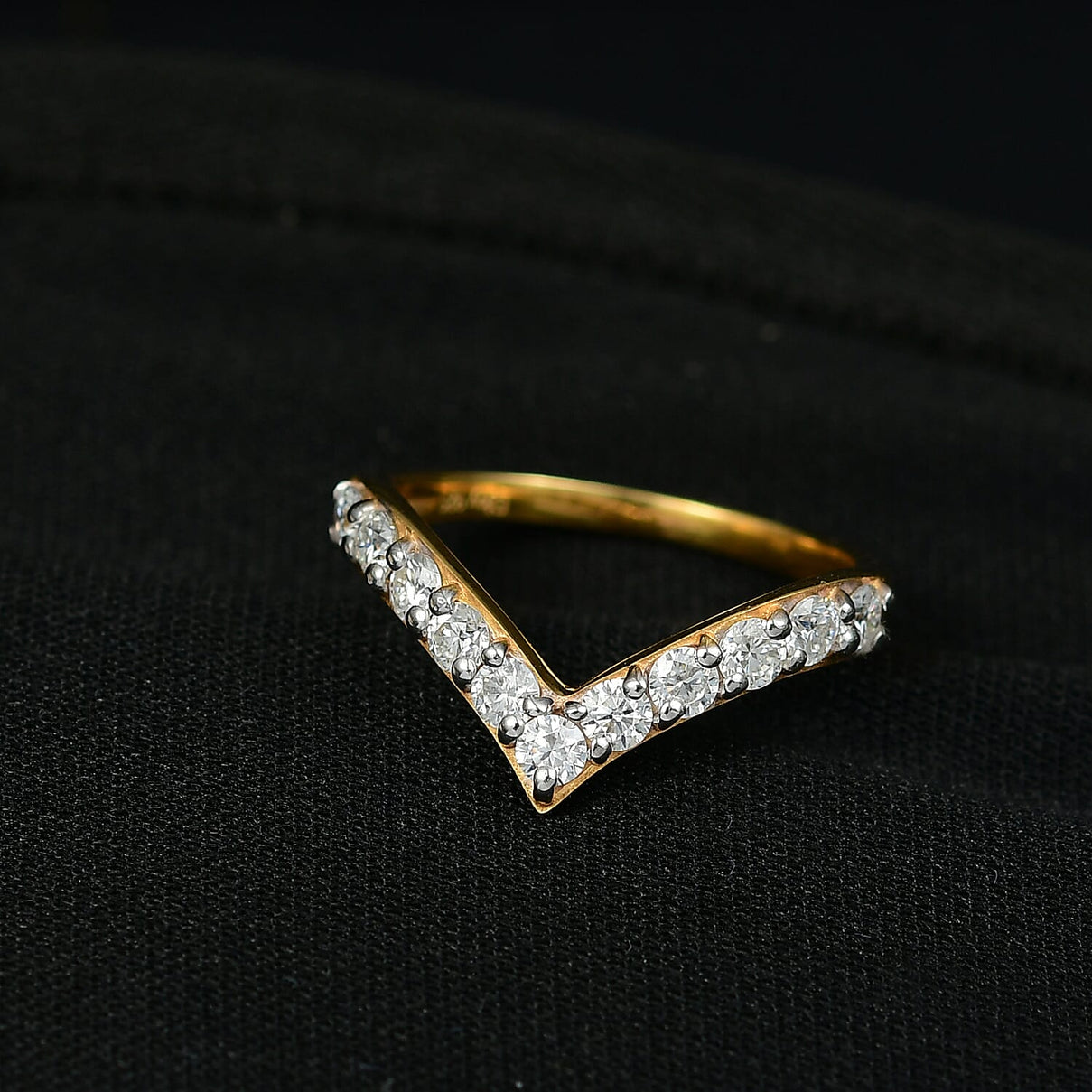 D'Joy -White Moissanite Wishbone Ring in 18K Vermeil Yellow Gold Plated Sterling Silver V32524754 2