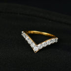 D'Joy White Moissanite Wishbone Ring in 18K Vermeil Yellow Gold Plated Sterling Silver