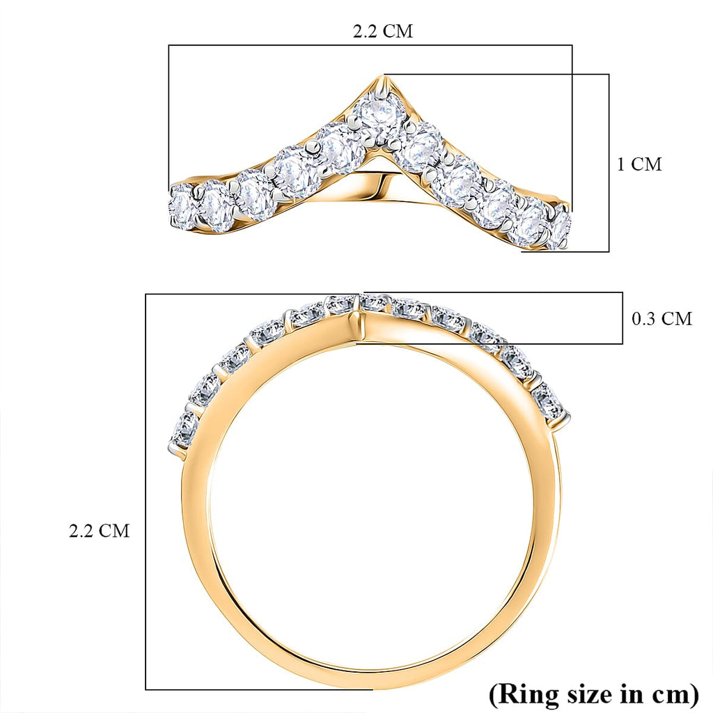 D'Joy White Moissanite Wishbone Ring in 18K Vermeil Yellow Gold Plated Sterling Silver