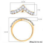 D'Joy White Moissanite Wishbone Ring in 18K Vermeil Yellow Gold Plated Sterling Silver