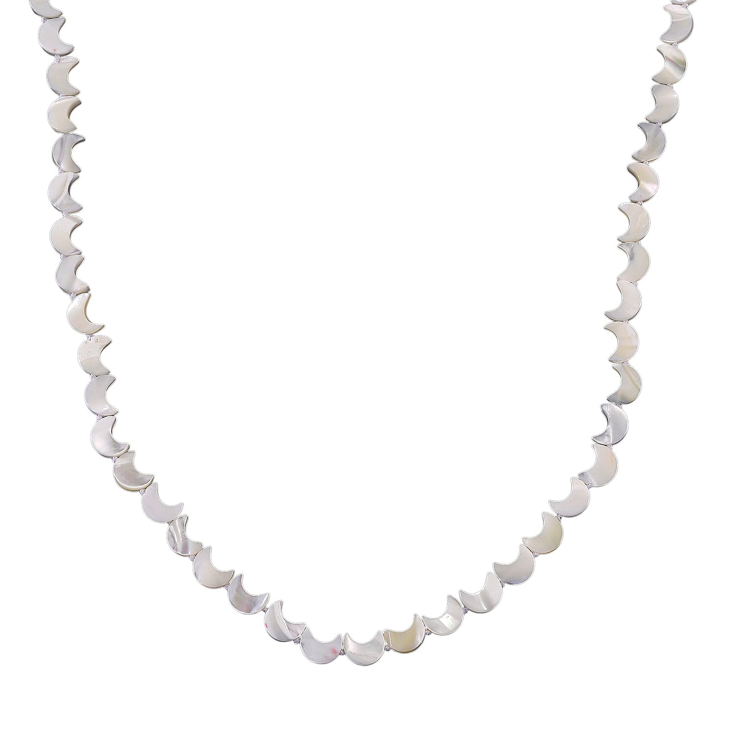 D'Joy White Mother Of Pearl Beads Necklace in Rhodium OverlaySterling Silver  80.000  Ct. 8310695 0