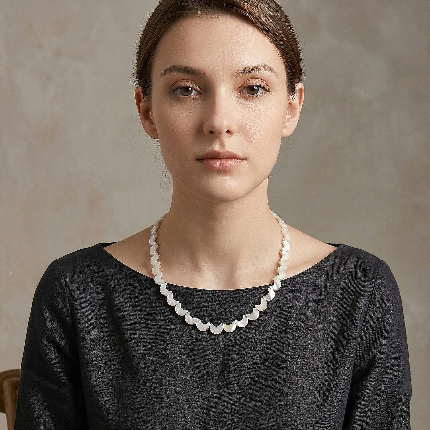 D'Joy White Mother Of Pearl Beads Necklace in Rhodium OverlaySterling Silver  80.000  Ct. 8310695 1