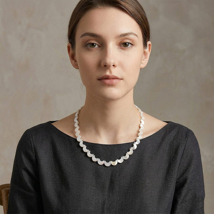 D'Joy White Mother Of Pearl Beads Necklace in Rhodium OverlaySterling Silver  80.000  Ct. 8310695 2