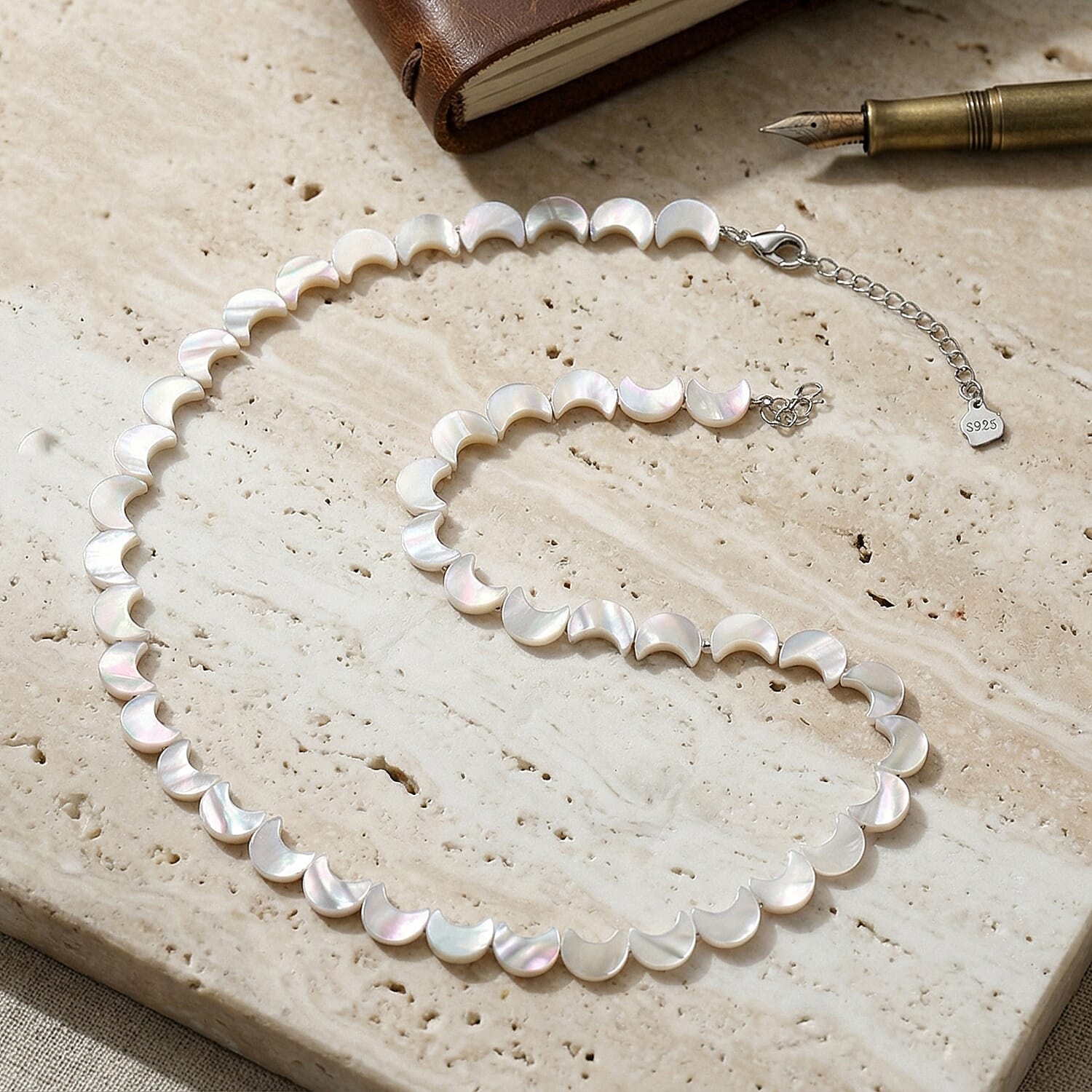 D'Joy White Mother Of Pearl Beads Necklace in Rhodium OverlaySterling Silver  80.000  Ct. 8310695 2