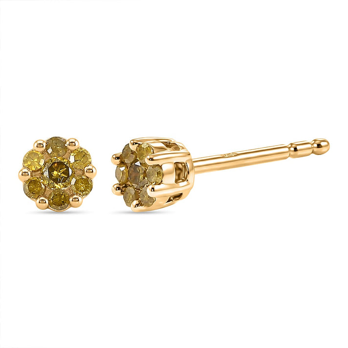 D'Joy Yellow Diamond Stud Push Back Earring in 18K Vermeil Yellow Gold Plated Sterling Silver 8422699 1