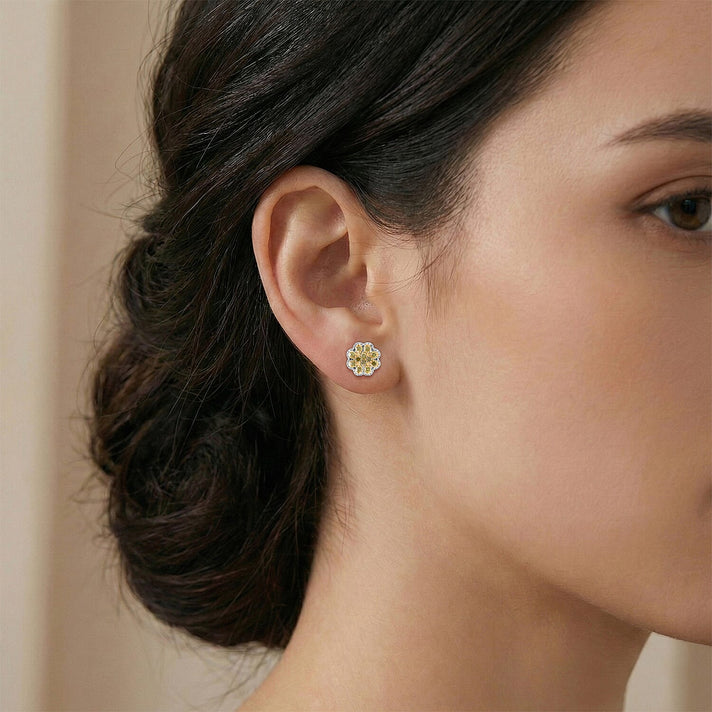 Natural Champagne Diamond Cluster Push Post Earring in 18K Vermeil Rose Gold Plated Sterling Silver 0.21 Ct 8484940 2