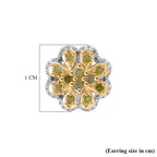 D'Joy Yellow Diamond Cluster Push Post Earring in Rhodium Overlay Sterling Silver 0.28 Ct