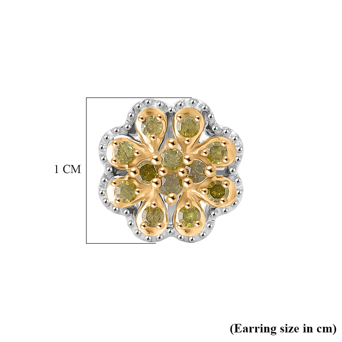 D'Joy Yellow Diamond Cluster Push Post Earring in Rhodium Overlay Sterling Silver 0.28 Ct 8484939 5