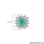 D'Joy AAA Gemfields Zambian Emerald & Lab Grown Diamond Stud Push Back Earring in Rhodium Overlay Sterling Silver 1.00 Ct