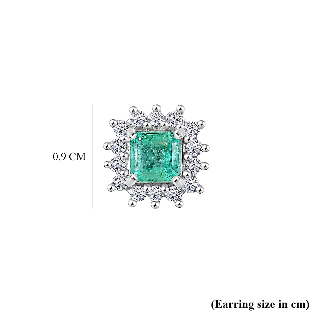 D'Joy AAA Gemfields Zambian Emerald &amp; Lab Grown Diamond Stud Push Back Earring in Rhodium Overlay Sterling Silver 1.00 Ct 8420909 5