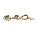 D'Joy AAA Gemfields Zambian Emerald & White Zircon Double Halo Drop Pendant with Chain (Size 20) in 18K Vermeil Yellow Gold Plated Sterling Silver