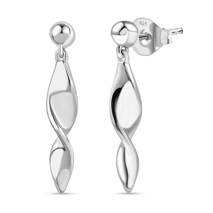 D'Joy Twisted Dangling Earring with Push Back in Rhodium Overlay Sterling Silver 8285603 1