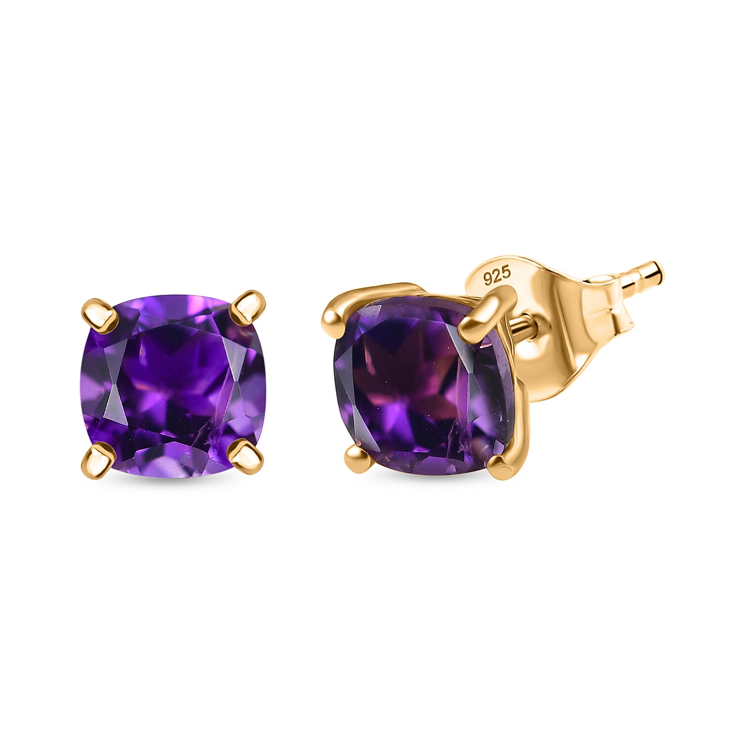 Djoy African Amethyst Earring with Push Back in 14K Yellow Gold Overlay Sterling Silver 2.80 Ct. 8182014 0