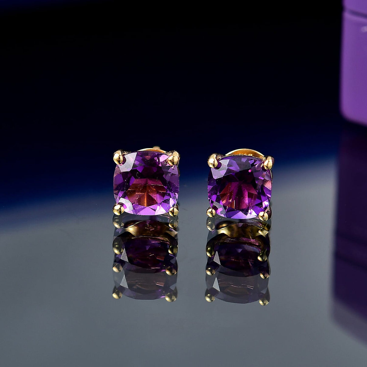 Djoy African Amethyst Earring with Push Back in 14K Yellow Gold Overlay Sterling Silver 2.80 Ct. 8182014 2