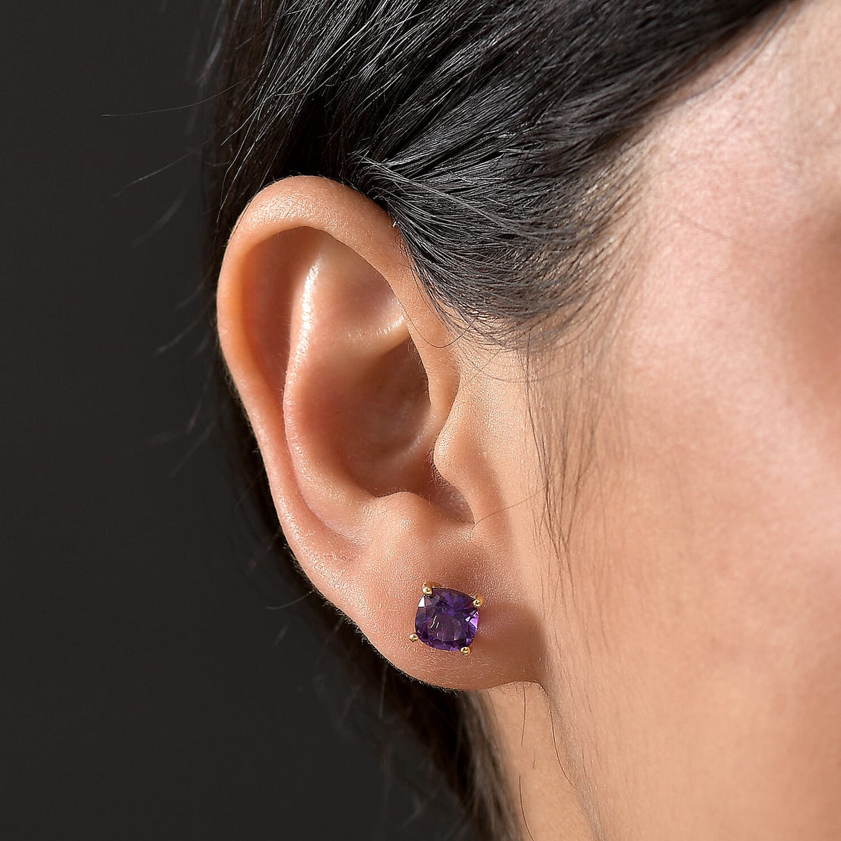 Djoy African Amethyst Earring with Push Back in 14K Yellow Gold Overlay Sterling Silver 2.80 Ct. 8182014 3