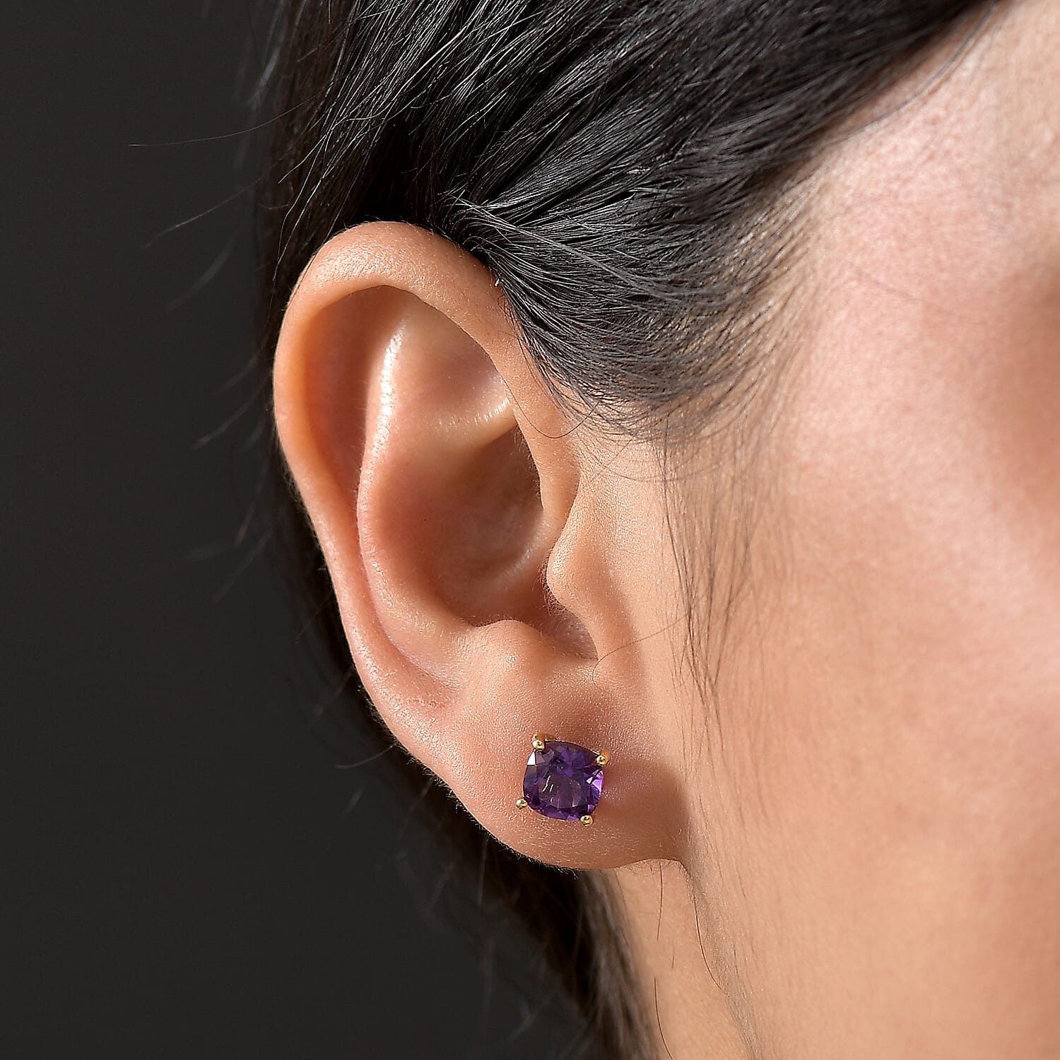 Djoy African Amethyst Earring with Push Back in 14K Yellow Gold Overlay Sterling Silver 2.80 Ct. 8182014 3