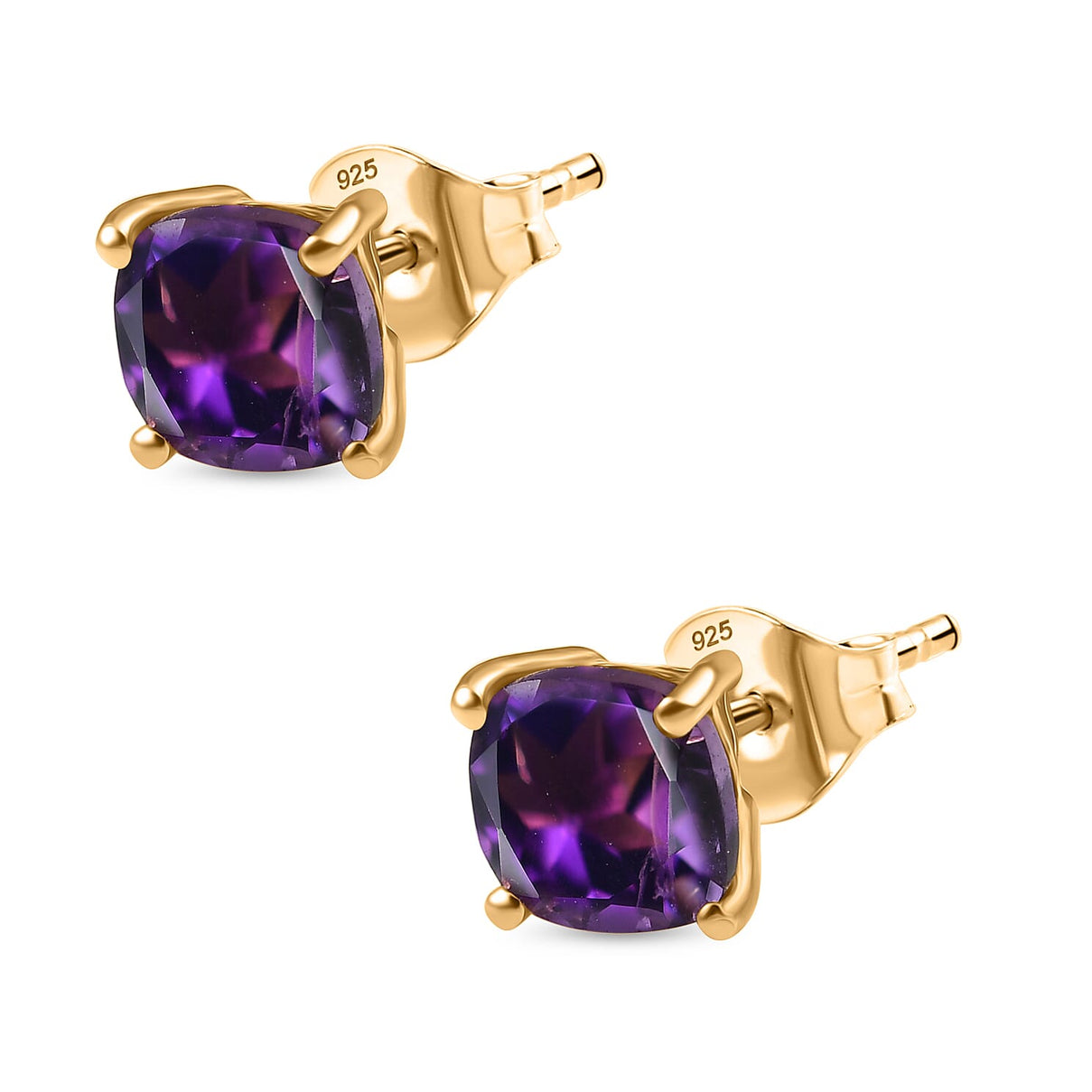 Djoy African Amethyst Earring with Push Back in 14K Yellow Gold Overlay Sterling Silver 2.80 Ct. 8182014 4