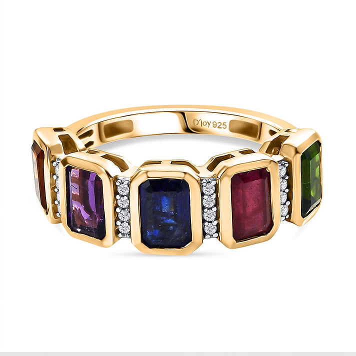 D'joy African Amethyst, Multi Gemstones Ring in Yellow Gold Plated Sterling Silver 3.55 Ct. 8220868 1