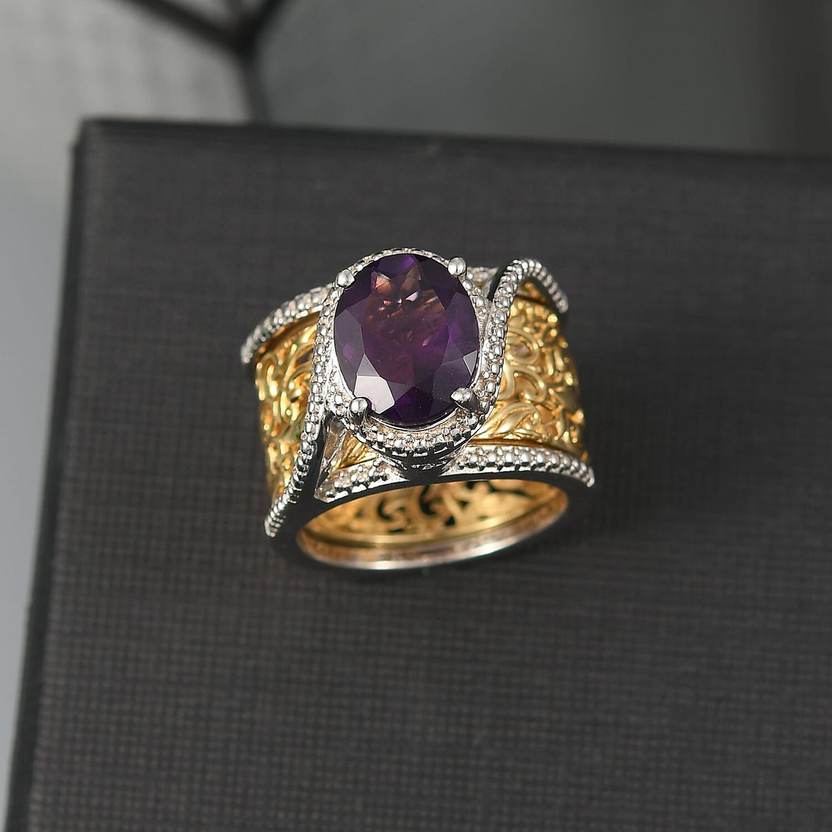 ROMA DESIGNER OUTLET CLOSEOUT African Amethyst OV 11x9  Solitaire Ring  3.27 Ct. 8195973 1