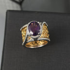 ROMA DESIGNER OUTLET CLOSEOUT African Amethyst OV 11x9  Solitaire Ring  3.27 Ct.
