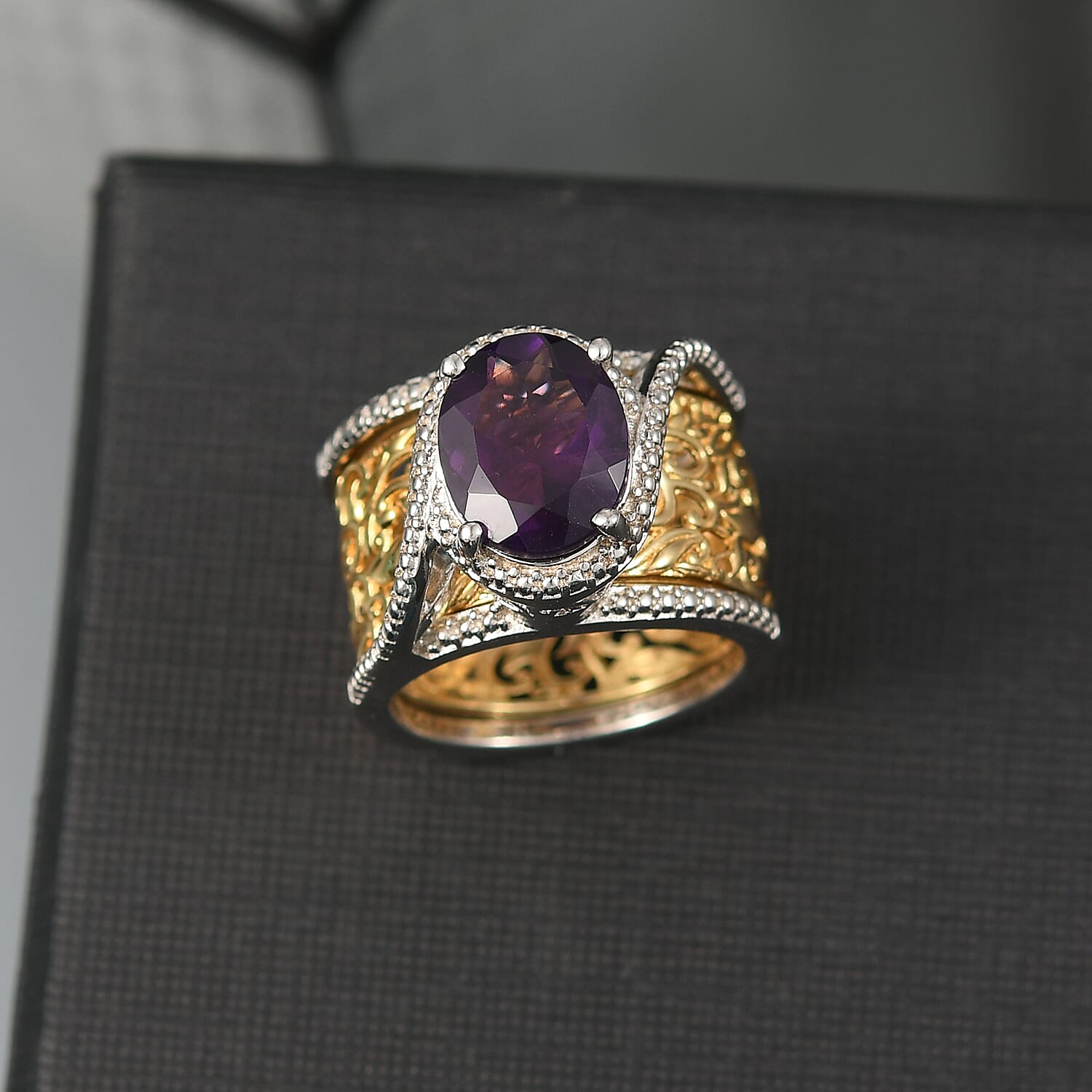 ROMA DESIGNER OUTLET CLOSEOUT African Amethyst OV 11x9  Solitaire Ring  3.27 Ct. 8195973 1