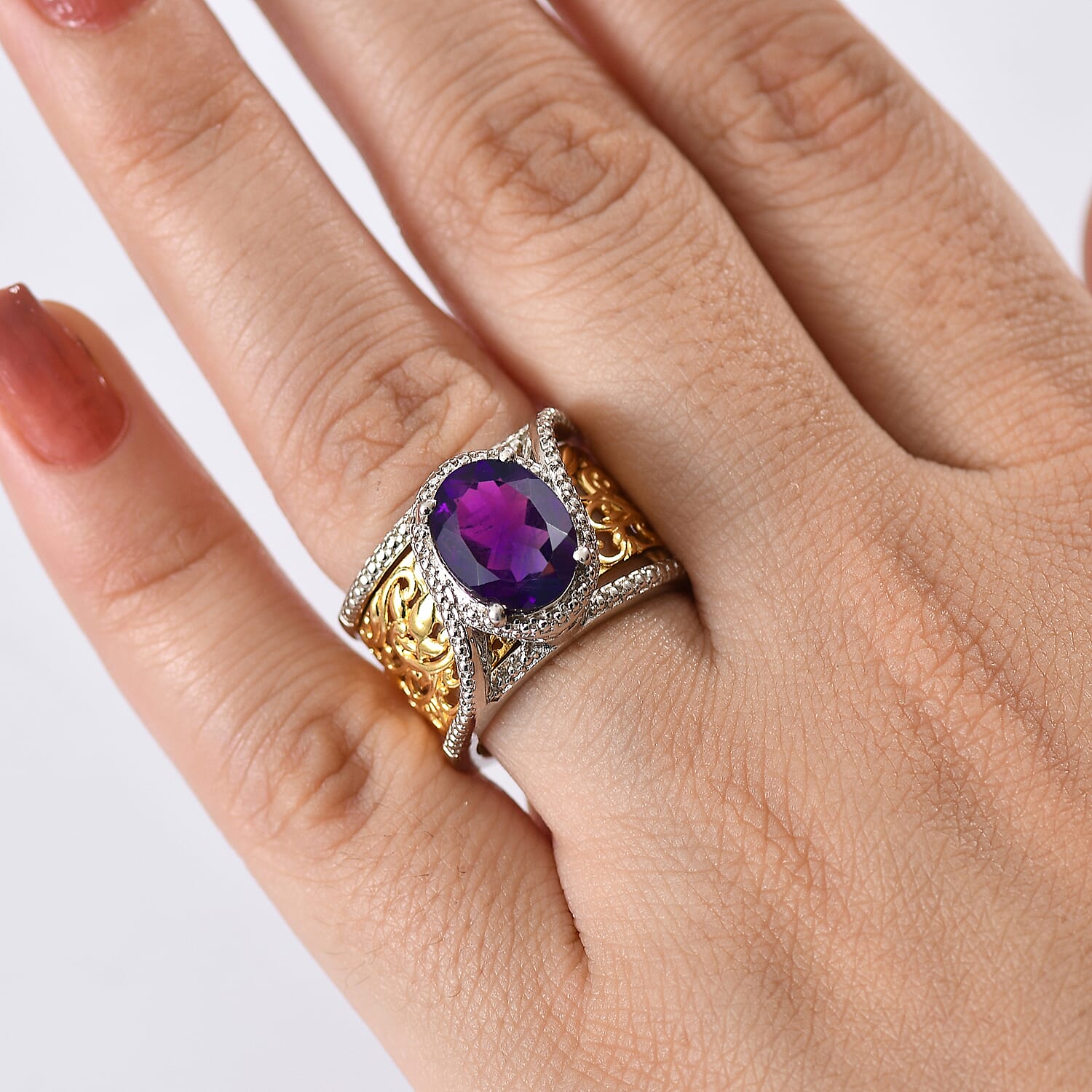 ROMA DESIGNER OUTLET CLOSEOUT African Amethyst OV 11x9  Solitaire Ring  3.27 Ct. 8195973 2