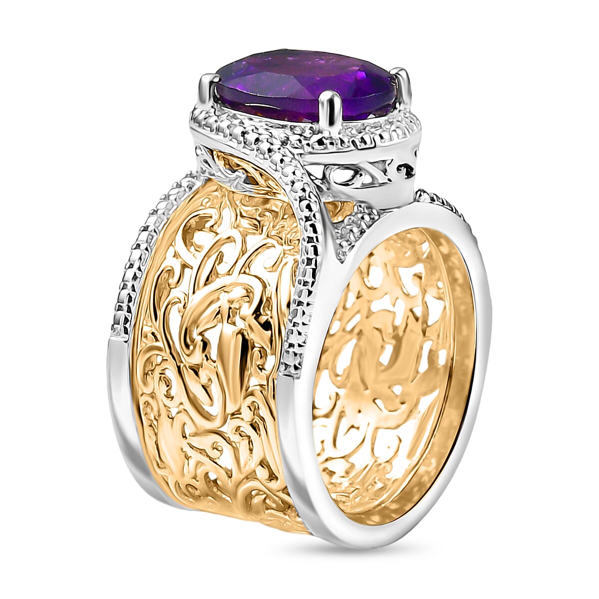 ROMA DESIGNER OUTLET CLOSEOUT African Amethyst OV 11x9  Solitaire Ring  3.27 Ct. 8195973 3
