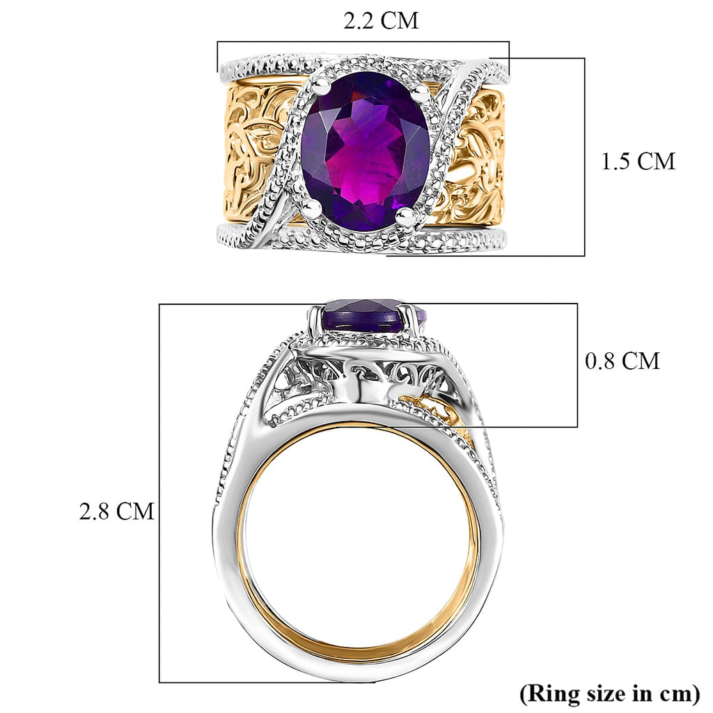 ROMA DESIGNER OUTLET CLOSEOUT African Amethyst OV 11x9  Solitaire Ring  3.27 Ct.