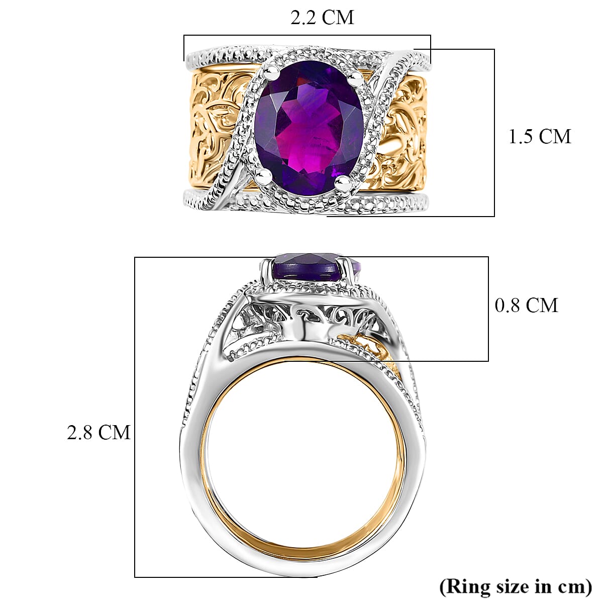 ROMA DESIGNER OUTLET CLOSEOUT African Amethyst OV 11x9  Solitaire Ring  3.27 Ct. 8195973 5