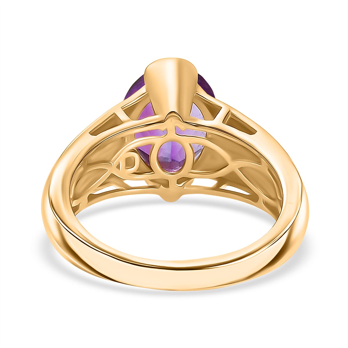 D'joy AAA African Amethyst Solitaire Ring in 14K Yellow Gold Overlay Sterling Silver 3.31 Ct. 8187326 4