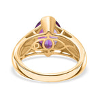 D'joy African Amethyst Solitaire Ring in 14K Yellow Gold Overlay Sterling Silver 3.31 Ct.