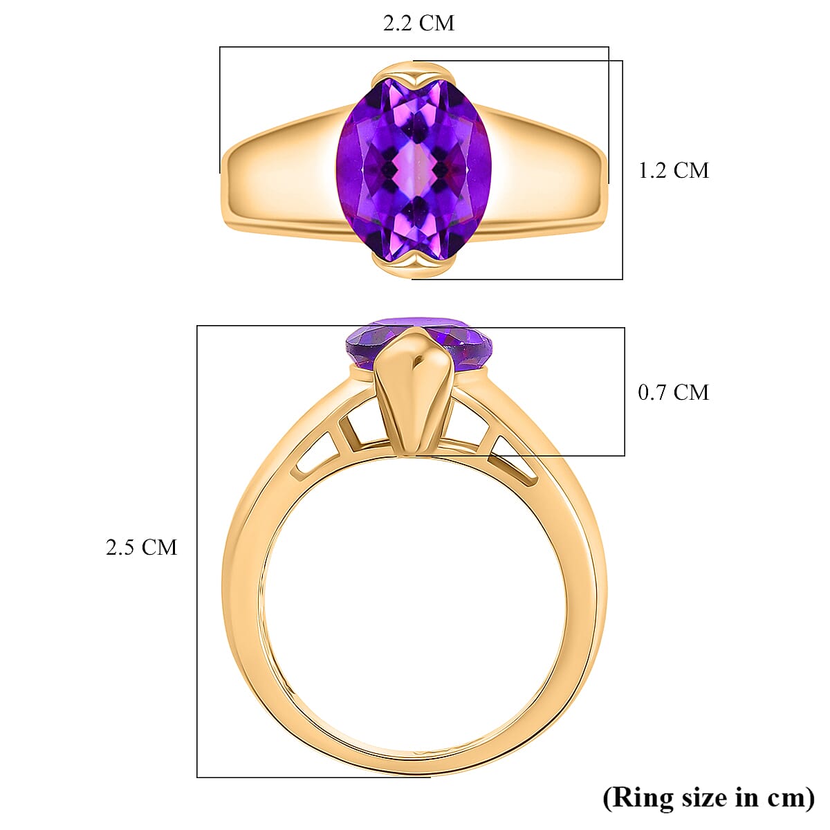 D'joy AAA African Amethyst Solitaire Ring in 14K Yellow Gold Overlay Sterling Silver 3.31 Ct. 8187326 5