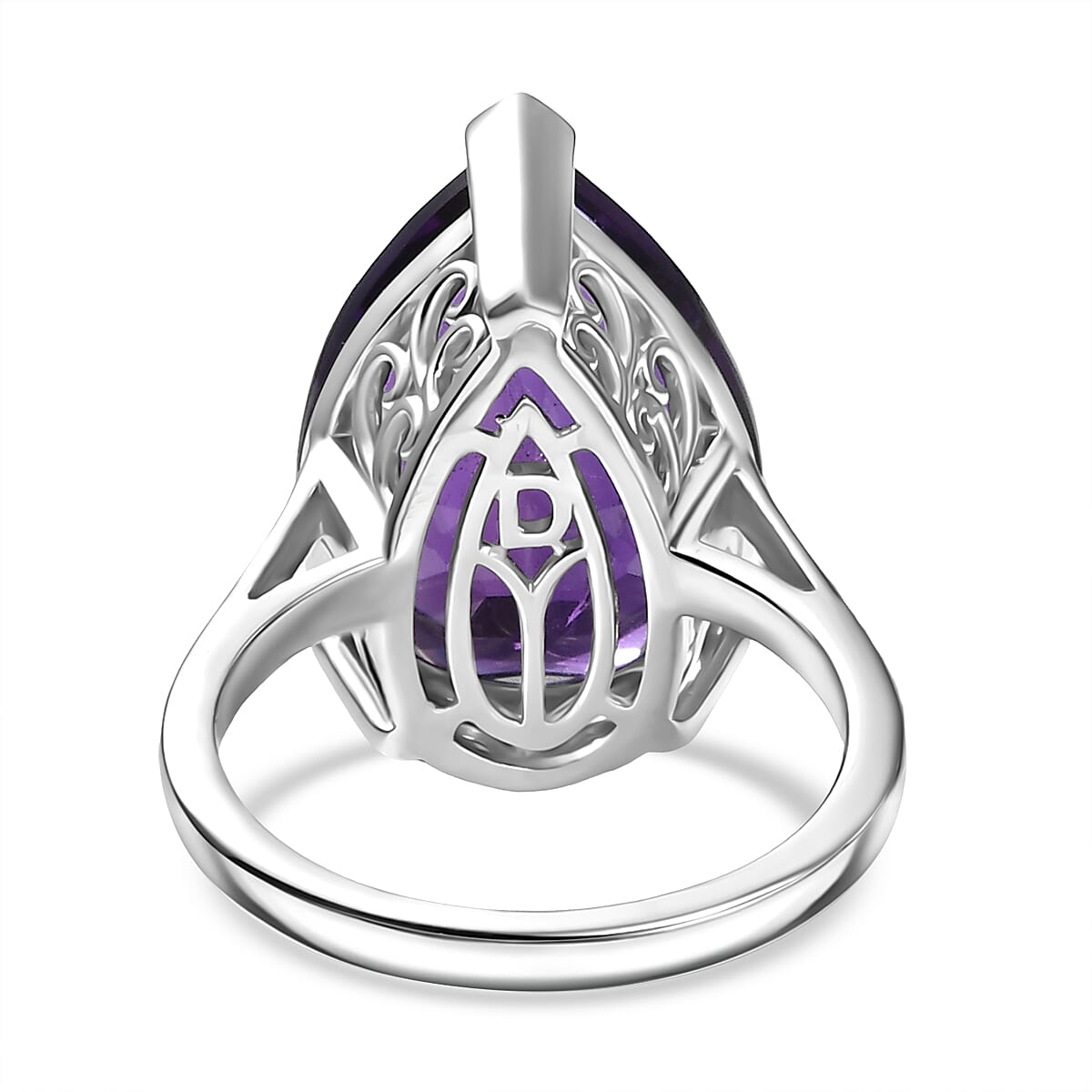D'joy African Amethyst Solitaire Ring in Rhodium Overlay Sterling Silver 11.31 Ct. 8189275 4
