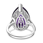 D'joy African Amethyst Solitaire Ring in Rhodium Overlay Sterling Silver 11.31 Ct.