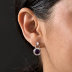 D'joy AAA African Amethyst Solitaire Stud Push Post Earring in Rhodium Overlay Sterling Silver 2.42 Ct.