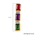 D'joy African Amethyst & White Zircon Dangling Earring in 18K Vermeil Yellow Gold Plated Sterling Silver 4.04 Ct.