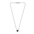 D'joy AAA African Amethyst & White Zircon Necklace (Size - 20) with Lobaster Clasp in Rhodium Overlay Sterling Silver 2.70 Ct.