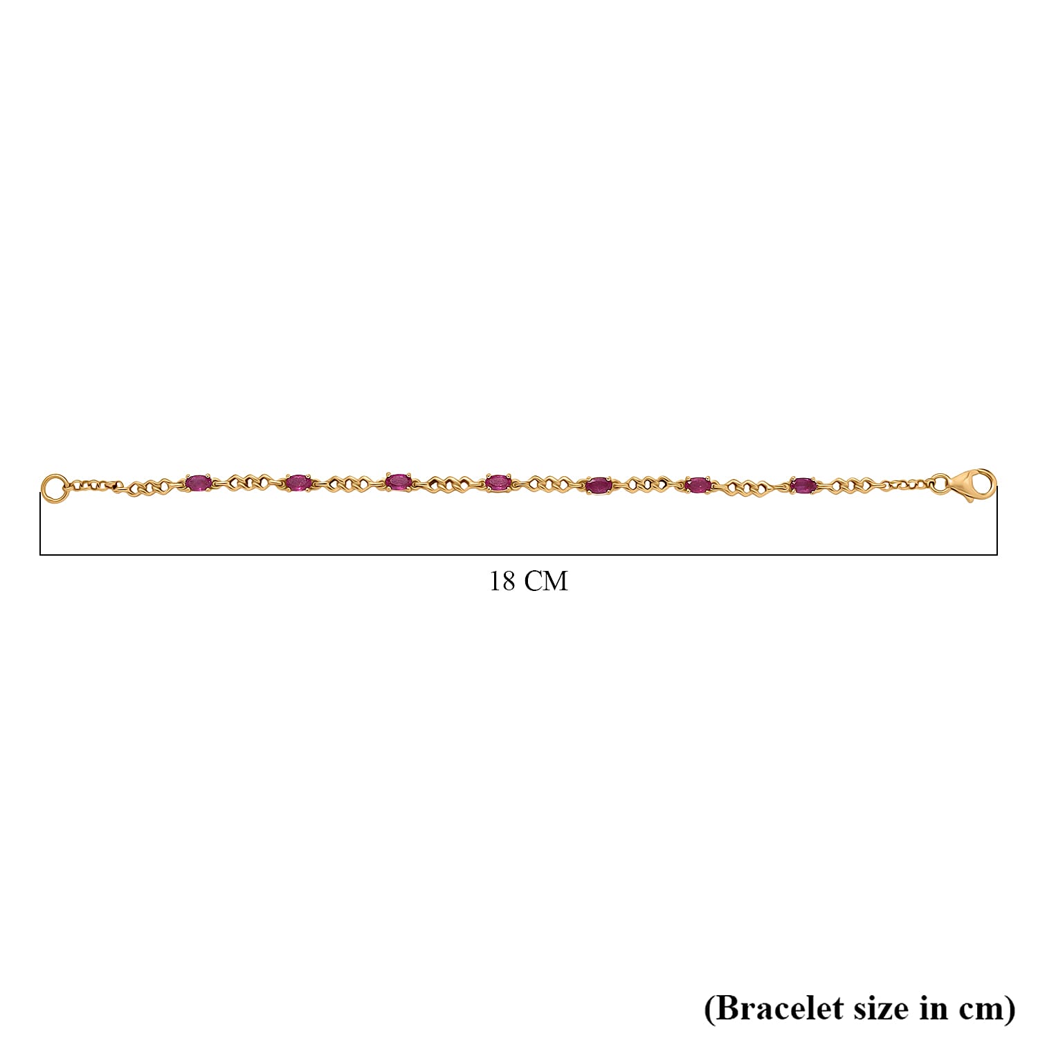 D'joy African Ruby Bracelet (Size - 7) with Lobster Clasp in Yellow Gold Plated Sterling Silver 2.36 Ct. 8242250 5