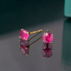 African Ruby Earring in 14K Gold Plated Sterling Silver 1.52 Ct.
